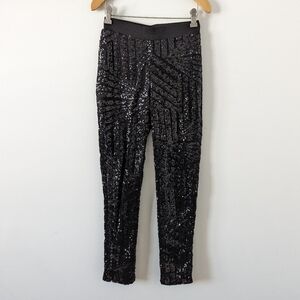 Bebe Black Sequin Embellished Pants Women's S Glittery Evening Wear Swiftie Rave